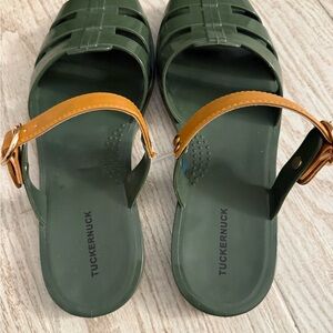Tuckernuck green Riley jelly sandals